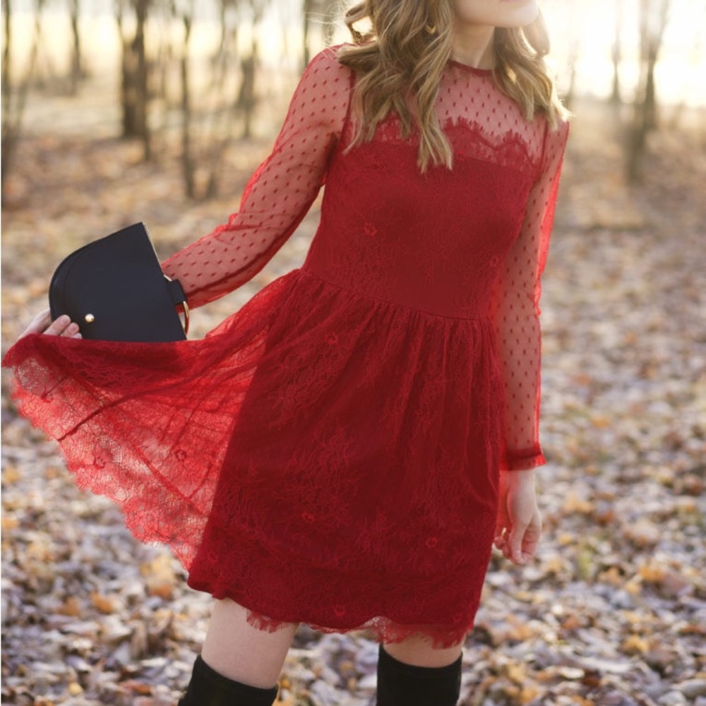 Express Red Lace Dress